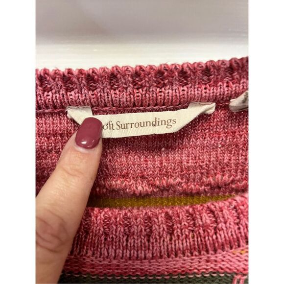 Soft Surroundings Pink Textured Knit Crew Neck Sweater sz PL EUC - Picture 5 of 9